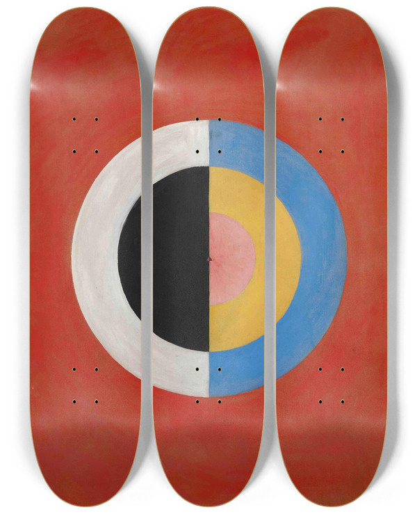 Triptych art skateboard deck of Hilma Af Klint Group Ixsuw No 17 The Swan No 17 by Hilma af Klint (1862-1944)