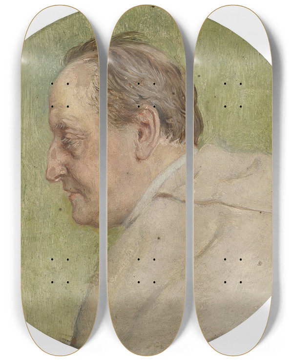 Triptych art skateboard deck of Carl Probst Cellist Moser Von Der Hofoper by Carl Probst (1854-1924)