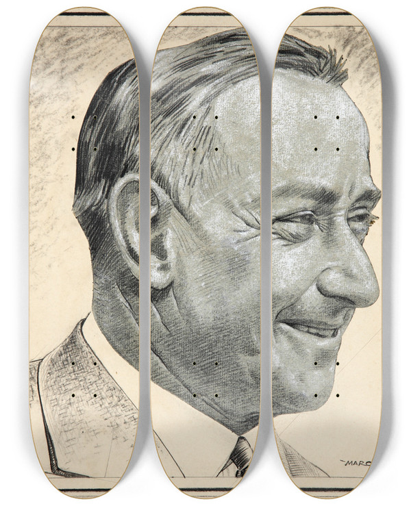 Triptych art skateboard deck of Marc Stone Marshal Tito_1 by Marc Stone (1909-1991)