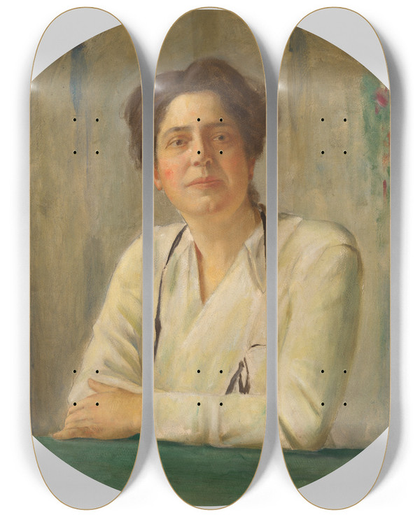 Triptych art skateboard deck of William Valentine Schevill Lillian D Wald by William Valentine Schevill (1864-1951)