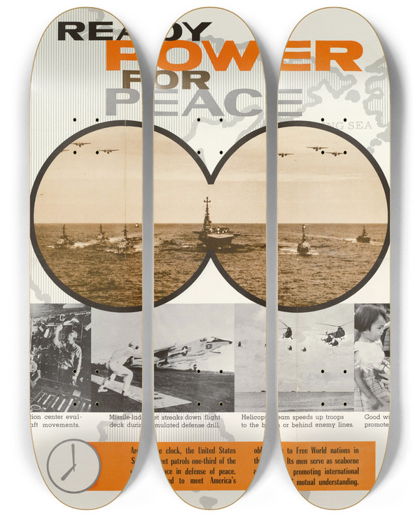 Triptych art skateboard deck of Us Information Agency Ready Power For Peace 7Th Fleet by U S Information Agency (1953-1999)