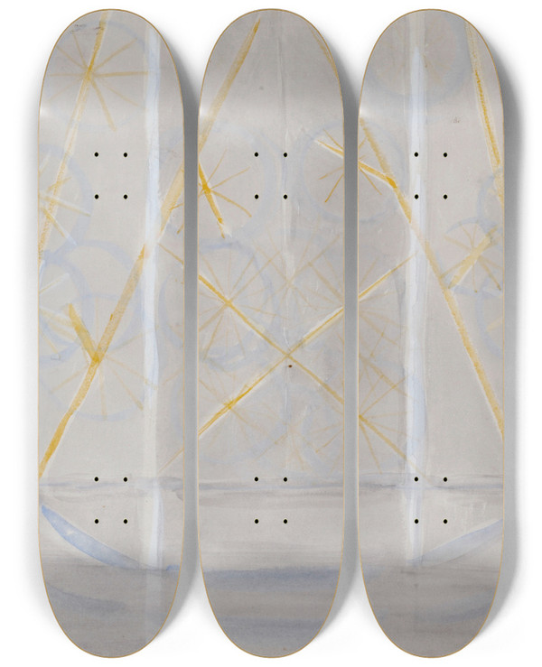 Triptych art skateboard deck of Otto Meyeramden Tagebuchblatt Ii by Otto Meyer-Amden (1885-1933)