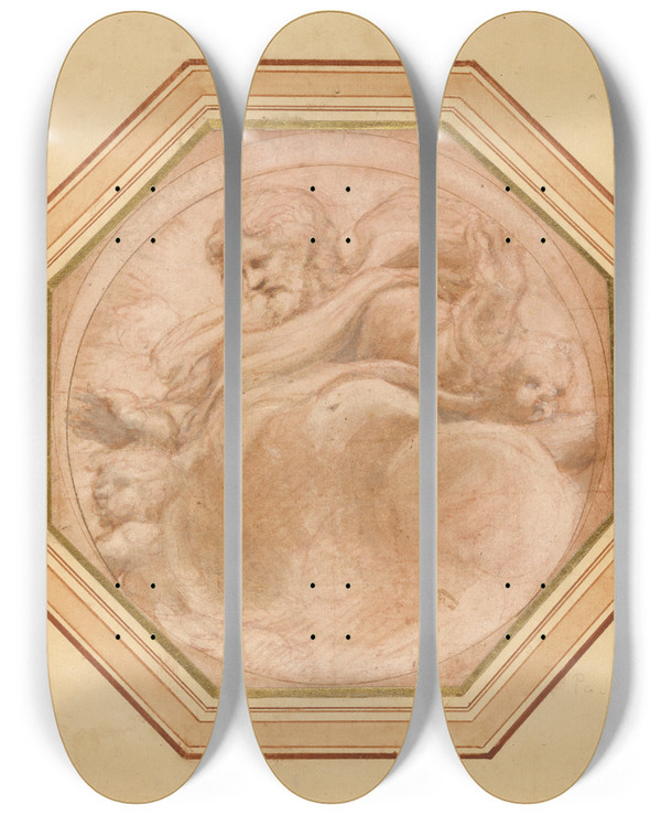 Triptych art skateboard deck of Correggio Christ In Glory by Correggio (1489-1534)