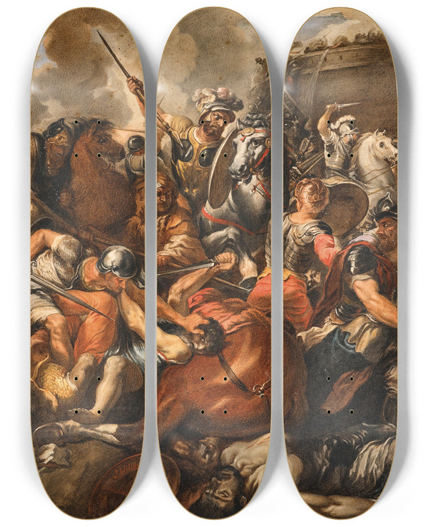 Triptych art skateboard deck of Josef Wildhack Battle Roar by Josef Wildhack