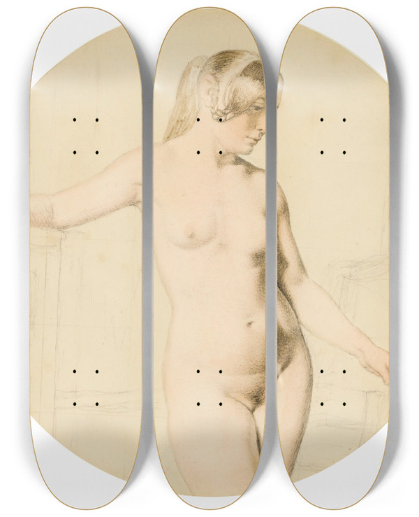 Triptych art skateboard deck of Christoffer Wilhelm Eckersberg Florentine by Christoffer Wilhelm Eckersberg (1783-1853)