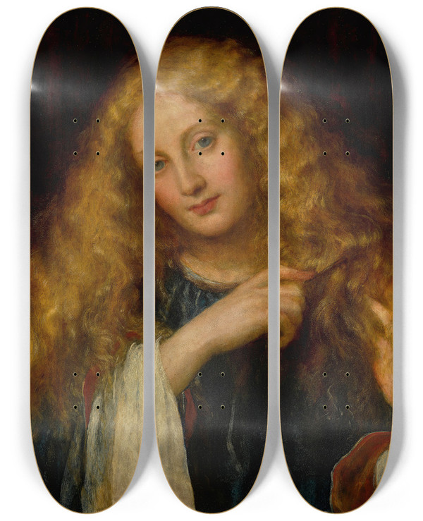 Triptych art skateboard deck of George Frederic Watts Undine by George Frederic Watts (1817-1904)