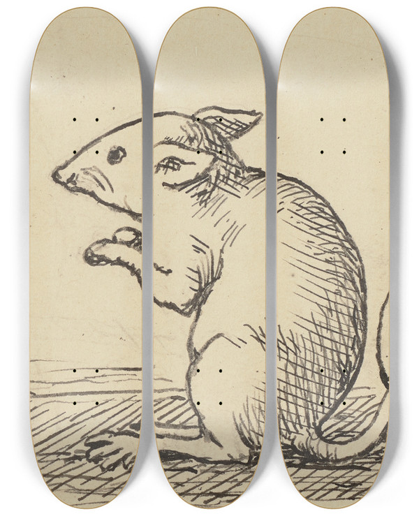 Triptych art skateboard deck of Hans Thoma Maus by Hans Thoma (1839-1924)