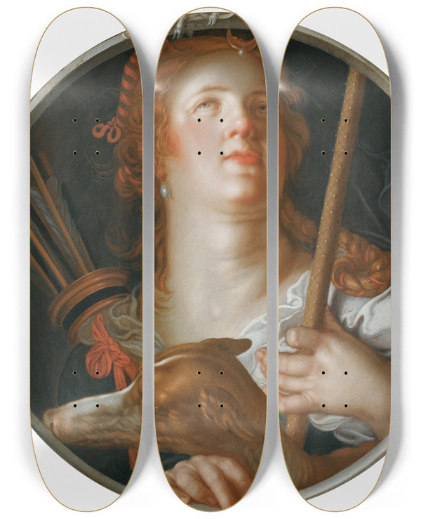 Triptych art skateboard deck of Joachim Wtewael Diana by Joachim Wtewael (1566-1638)