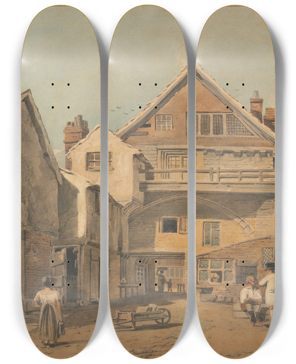 Triptych art skateboard deck of John Varley Norwich by John Varley (1778-1842)