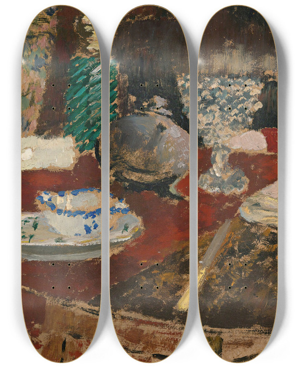 Triptych art skateboard deck of Douard Vuillard La Saucire Et Les Ronds De Serviette by douard Vuillard (1868-1940)