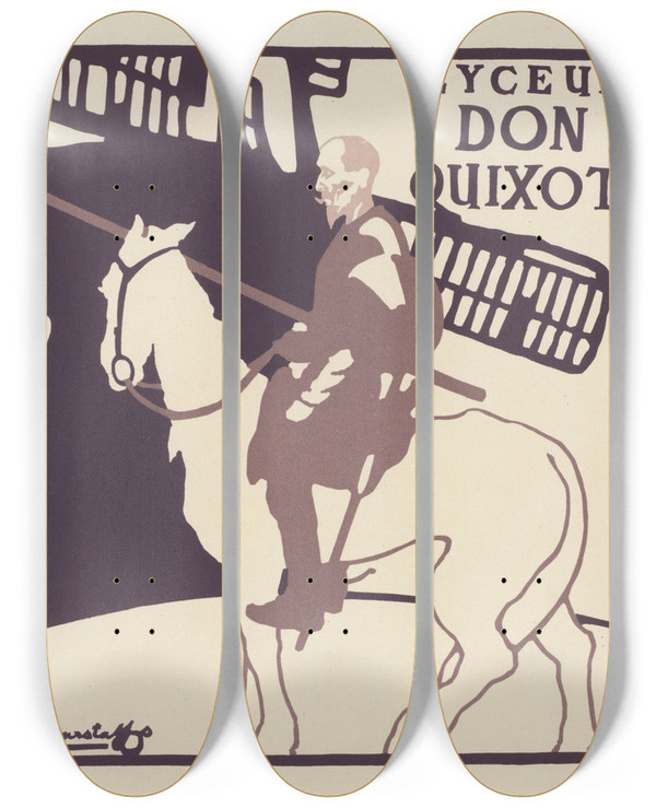 Triptych art skateboard deck of William Nicholson Don Quixote by William Nicholson (1872-1949)