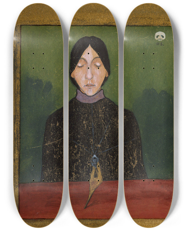 Triptych art skateboard deck of Hugo Simberg Fantasy_1 by Hugo Simberg (1873-1917)