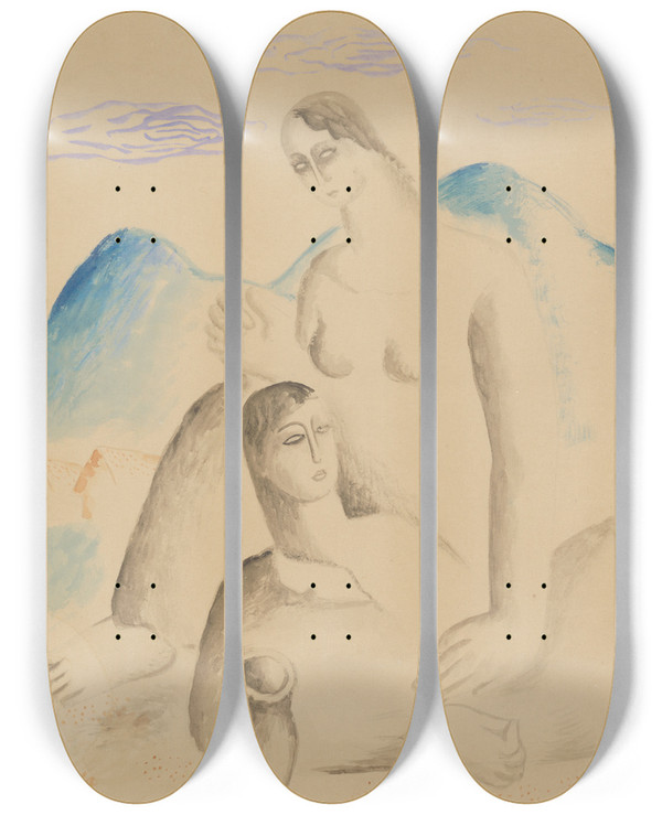 Triptych art skateboard deck of Mikul Galanda Rest by Mikulas Galanda (1895-1938)