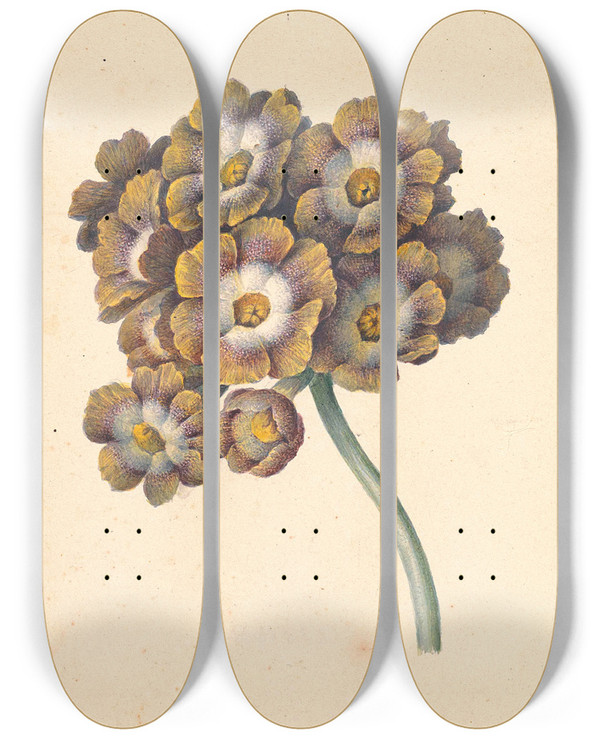 Triptych art skateboard deck of Maria Margaretha Van Os Bloemenstudie_2 by Maria Margaretha Van Os (1779-1862)