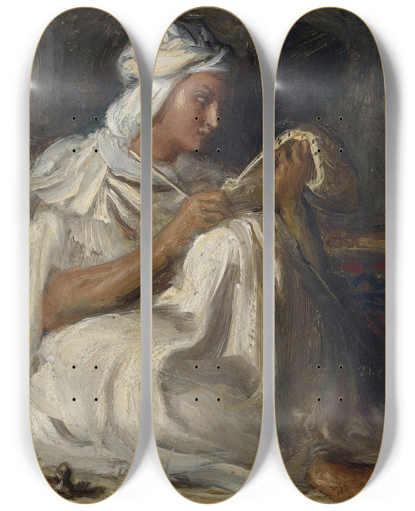 Triptych art skateboard deck of Thodore Chassriau Petit Taleb Pote Arabe by Theodore Chasseriau (1819-1856)