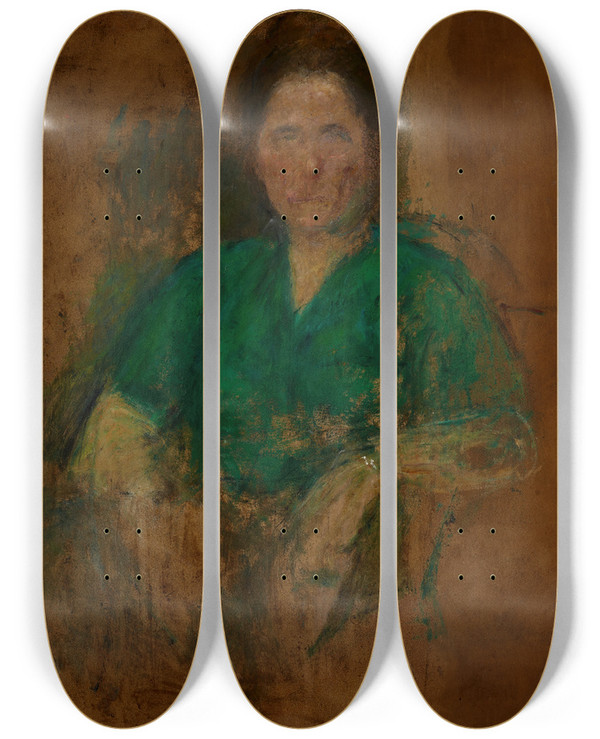 Triptych art skateboard deck of Olga Boznanska Sketch Of A Female Figure by Olga Boznanska (1865-1940)