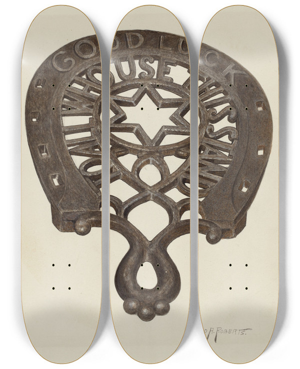 Triptych art skateboard deck of Sydney Roberts Trivet_4 by Sydney Roberts