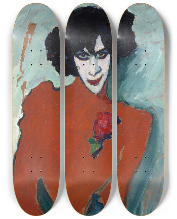 Triptych art skateboard deck of Alexej Von Jawlensky Portrait Of The Dancer Alexander Sacharoff by Alexej Von Jawlensky (1864-1941)