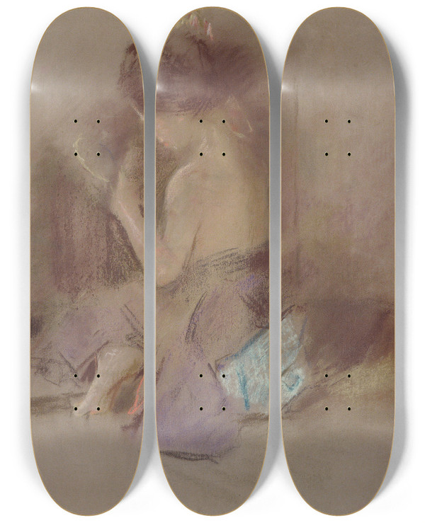 Triptych art skateboard deck of Robert Frederick Blum The Toilet_1 by Robert Frederick Blum (1857-1903)