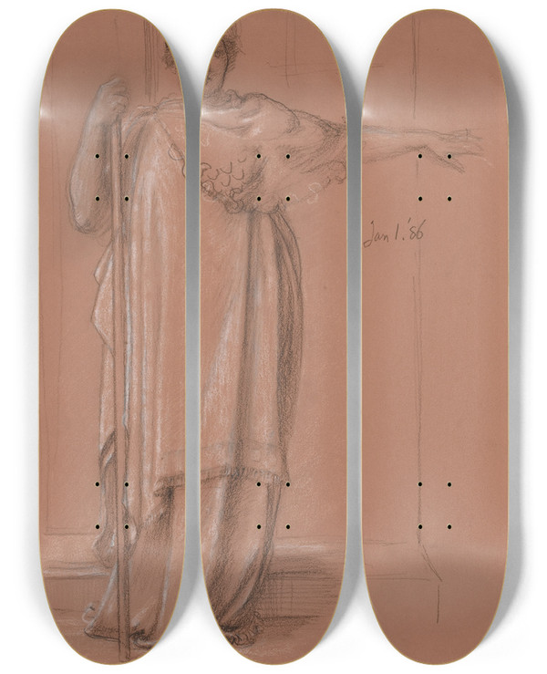 Triptych art skateboard deck of Edward John Poynter Minerva by Edward John Poynter (1836-1919)