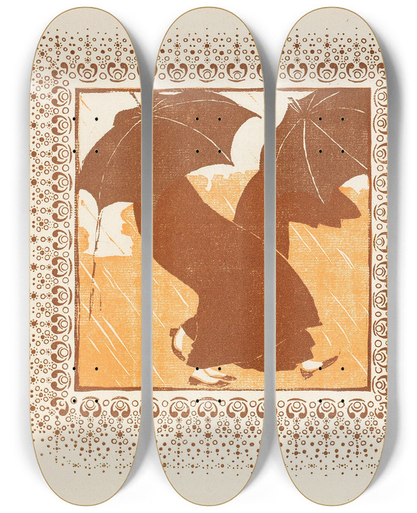 Triptych art skateboard deck of Koloman Moser Wetterbermut by Koloman Moser (1868-1918)