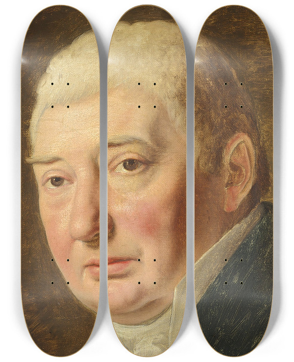 Triptych art skateboard deck of Christoffer Wilhelm Eckersberg Studie Til Portrt Af Kbmand Schmidt by Christoffer Wilhelm Eckersberg (1783-1853)