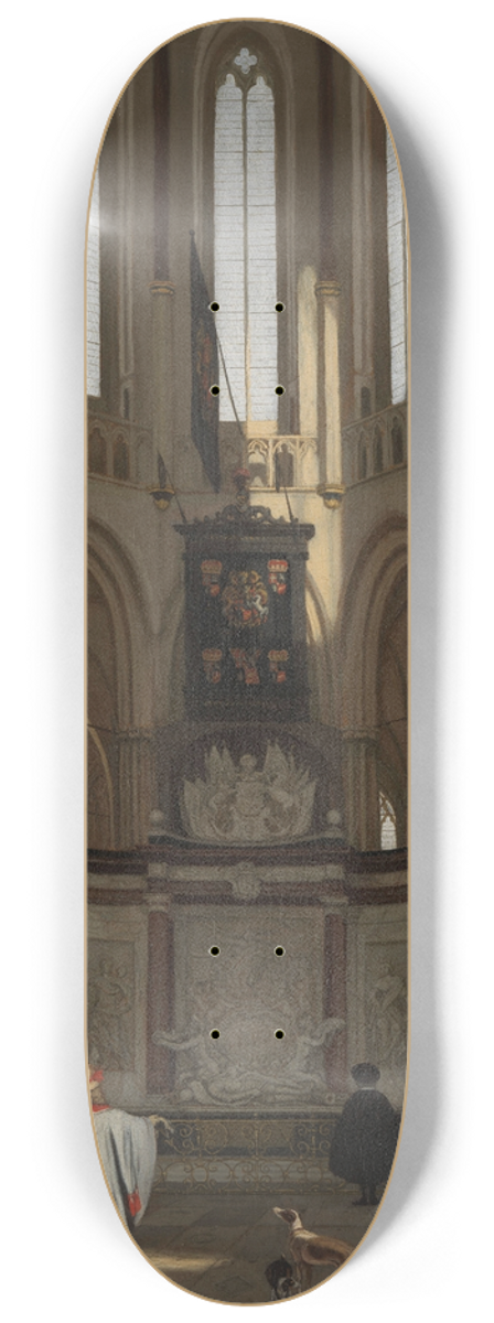 Emanuel de Witte - The Tomb of Michiel de Ruyter in the Nieuwe Kerk, Amsterdam 8.25 inch art skate deck