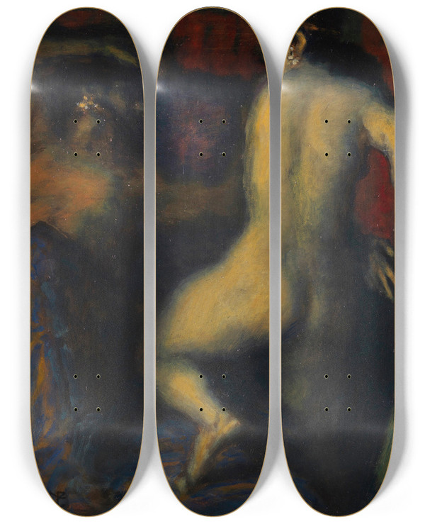 Triptych art skateboard deck of Franz Von Stuck Judith Und Holofernes by Franz Von Stuck (1863-1928)