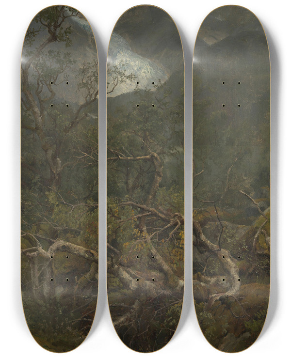 Triptych art skateboard deck of Anders Askevold The Bondhus Glacier by Anders Askevold (1834-1900)