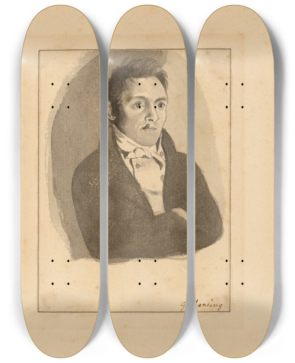 Triptych art skateboard deck of Garret Lansing Alexander Anderson by Garret Lansing