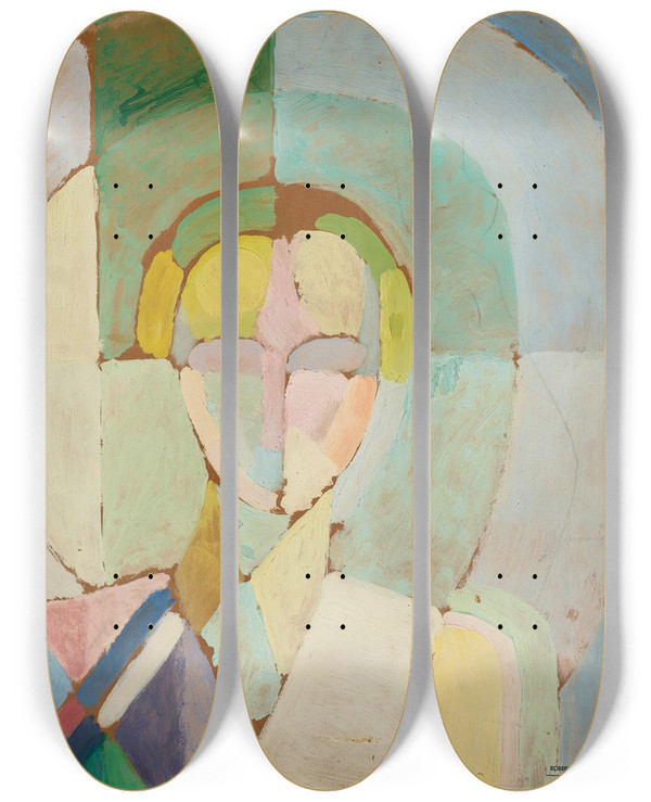 Triptych art skateboard deck of Robert Delaunay Portrait De Madame Heim_1 by Robert Delaunay (1885-1941)