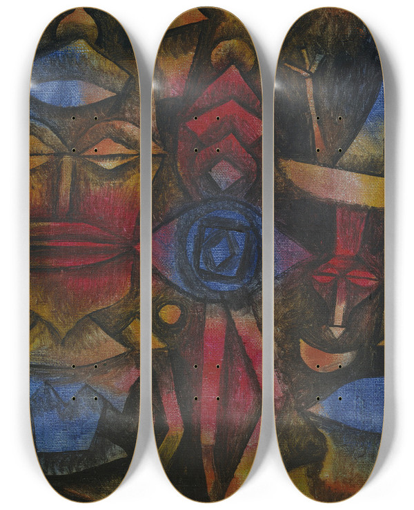 Triptych art skateboard deck of Paul Klee Collection Of Figurines by Paul Klee (1879-1940)