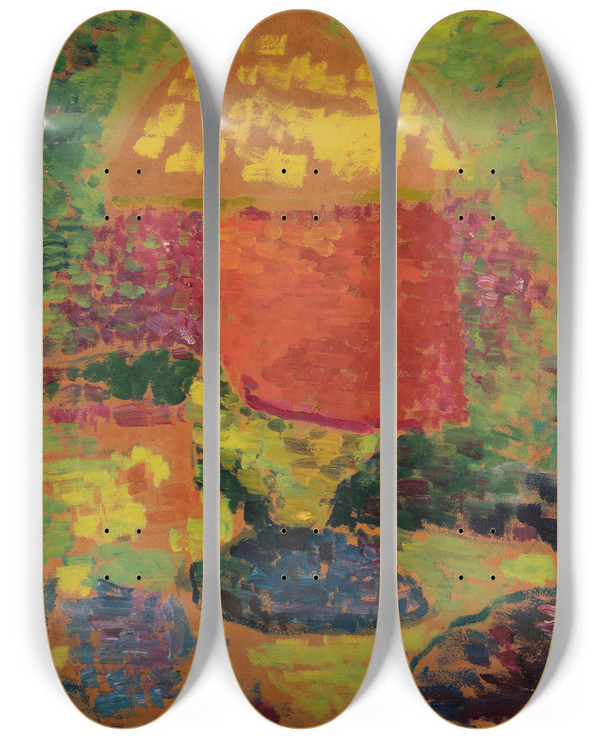 Triptych art skateboard deck of Alexej Von Jawlensky Still Life With Petroleum Lamp by Alexej Von Jawlensky (1864-1941)