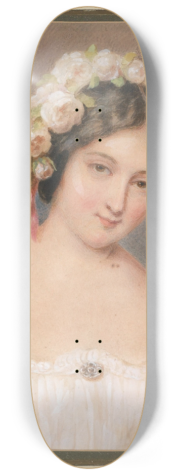 Emanuel Thomas Peter - Bildnis eines Fruleins mit weien Rosen im Haar 8.25 inch art skate deck