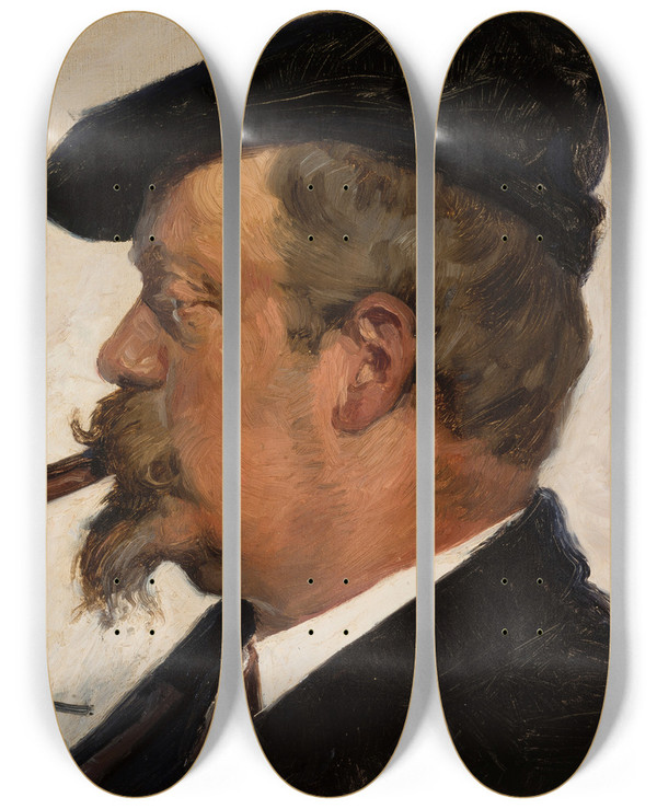 Triptych art skateboard deck of Peder Severin Kryer Portrait Of Vilhelm Rosenstand by Peder Severin Kroyer (1851-1909)