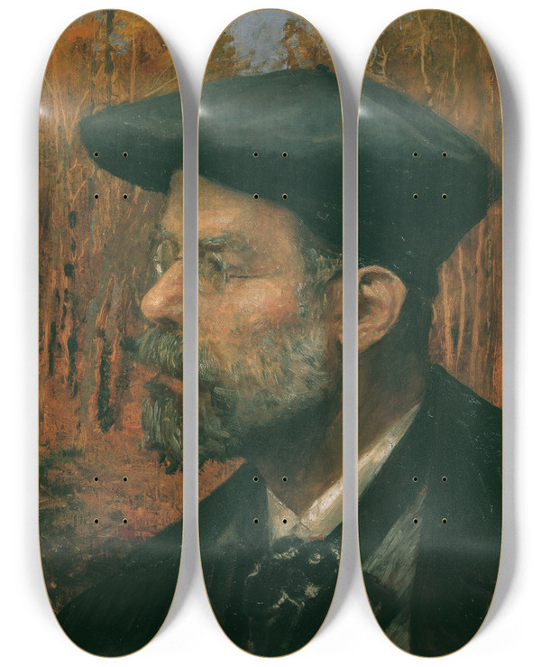Triptych art skateboard deck of Johann Victor Krmer Der Maler Theodor Von Hrmann by Johann Victor Kramer (1861-1949)