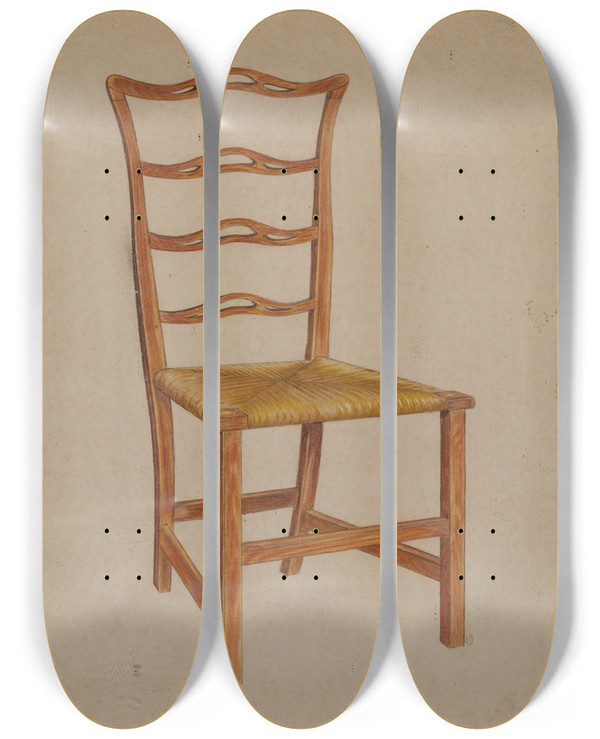 Triptych art skateboard deck of Ruth Bialostosky Side Chair_3 by Ruth Bialostosky