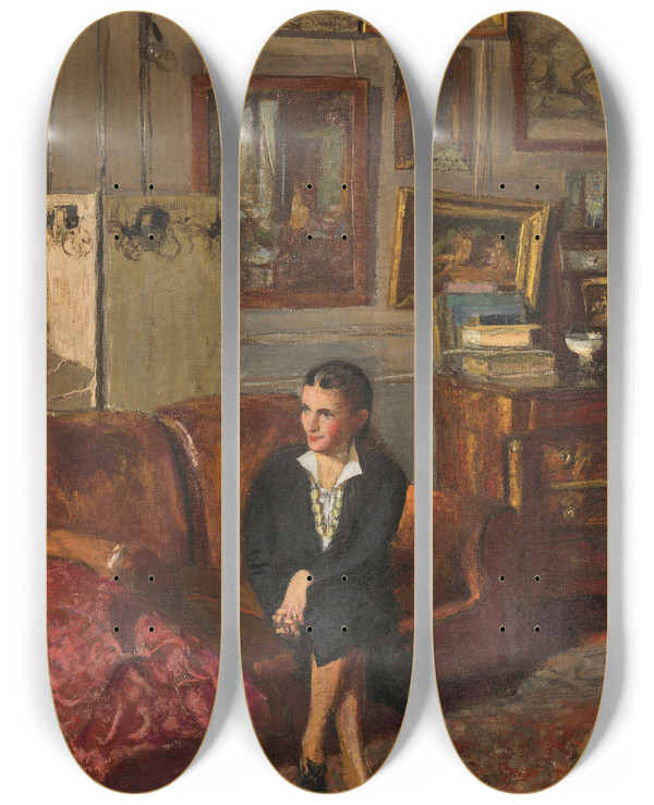 Triptych art skateboard deck of Douard Vuillard Portrait De Madame Jeanhenri Adam by douard Vuillard (1868-1940)