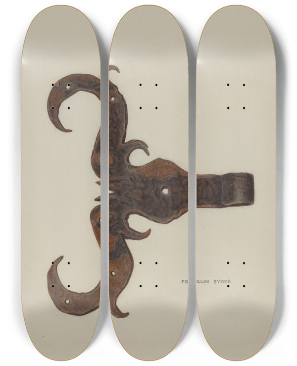 Triptych art skateboard deck of Franklyn Syres Hinge by Franklyn Syres