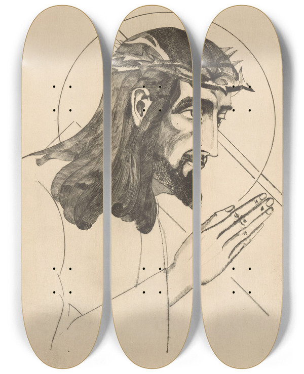 Triptych art skateboard deck of Lodewijk Schelfhout Kruisdraging by Lodewijk Schelfhout (1881-1943)