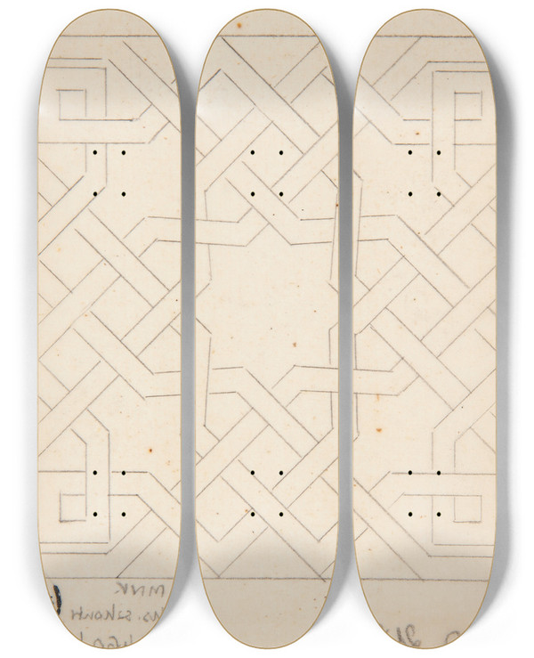 Triptych art skateboard deck of Stanisaw Cercha Wzr Posadzki_2 by Stanislaw Cercha (1867-1919)