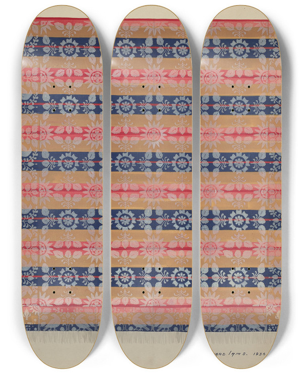 Triptych art skateboard deck of J Howard Iams Coverlet_1 by J Howard Iams (20-)