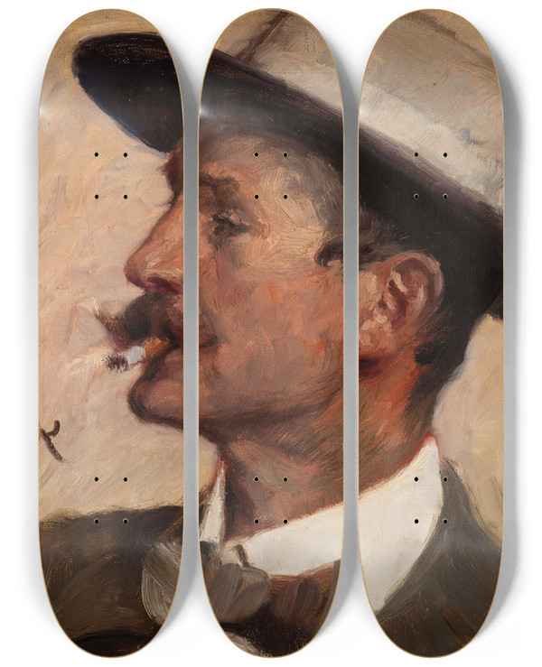 Triptych art skateboard deck of Peder Severin Kryer Hans Gyde Petersen by Peder Severin Kroyer (1851-1909)