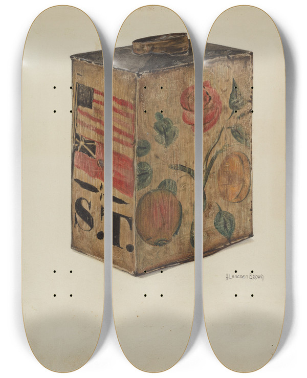 Triptych art skateboard deck of H Langden Brown Toleware Canteen by H Langden Brown