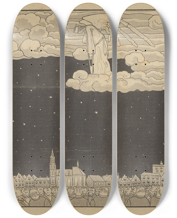 Triptych art skateboard deck of Albert Hahn De Notenkraker 21 December 1907 Kerstnacht 1907 by Albert Hahn (1877-1918)