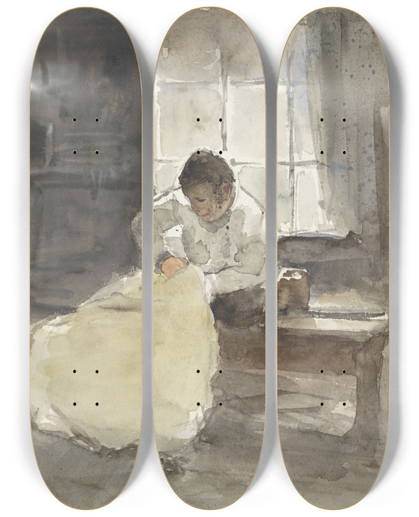 Triptych art skateboard deck of Adolf Le Comte Naaister by Adolf Le Comte (1850-1921)