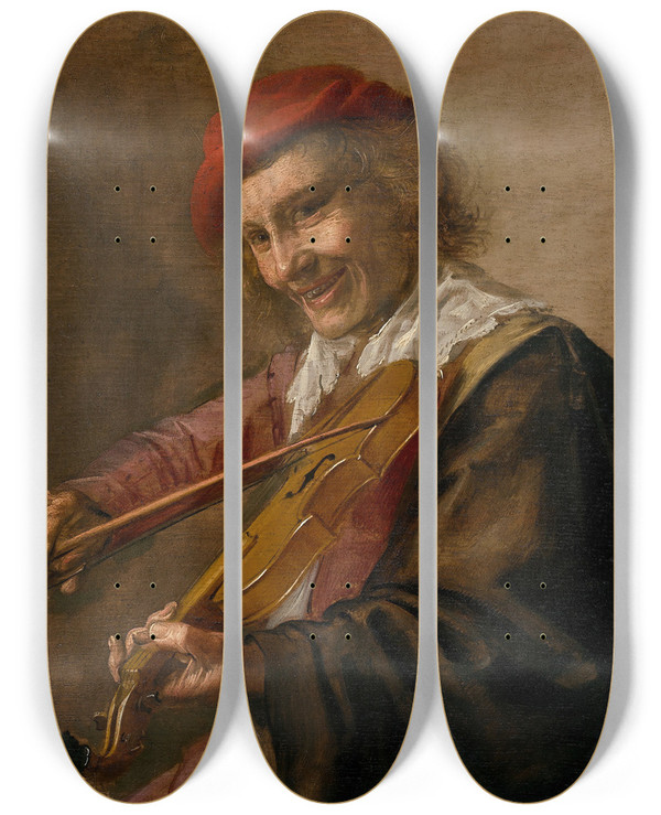 Triptych art skateboard deck of Jan Miense Molenaer Le Violoniste by Jan Miense Molenaer (1610-1668)