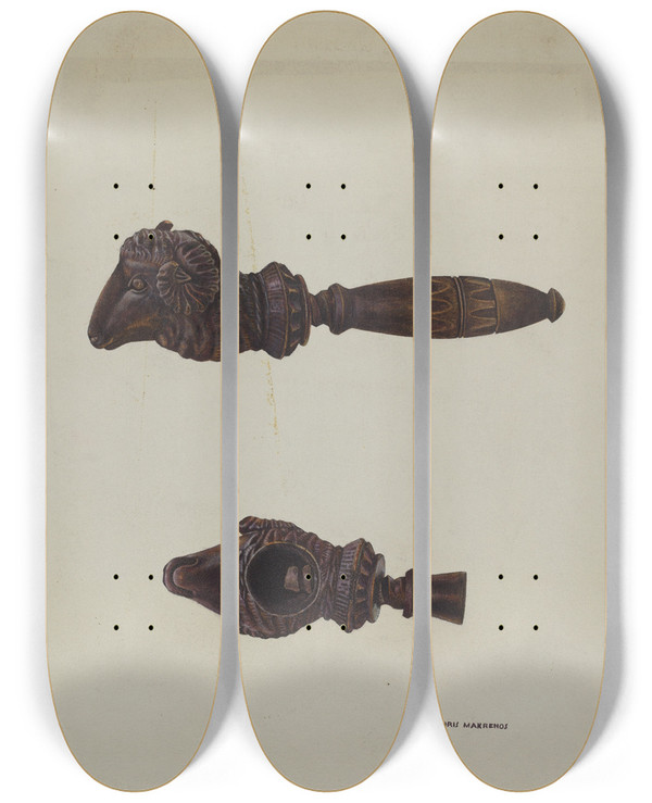 Triptych art skateboard deck of Chris Makrenos Nutcracker by Chris Makrenos (20-)