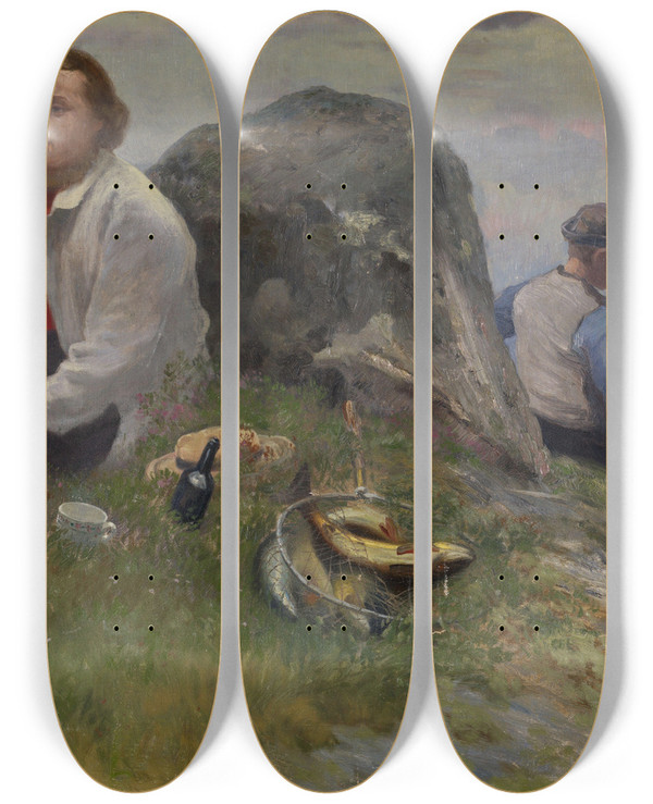 Triptych art skateboard deck of Christian Skredsvig Untitled by Christian Skredsvig (1854-1924)