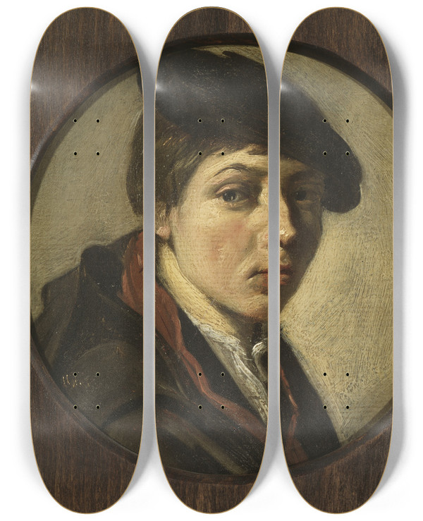 Triptych art skateboard deck of Judith Leyster Portrait Of A Boy by Judith Leyster (1609-1660)